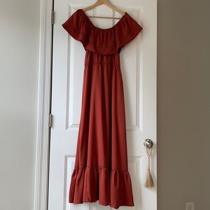 Tiered Bardot Maxi Dress
